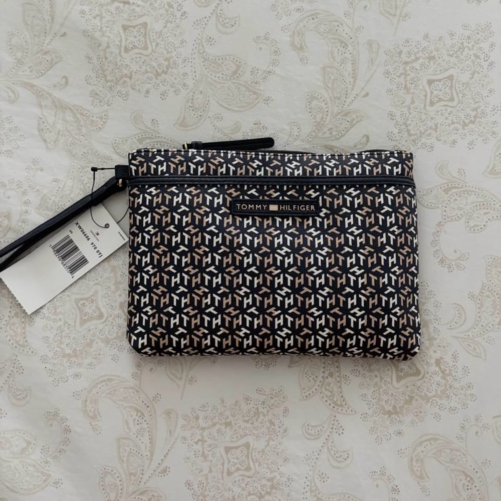 Tommy Hilfiger Black and White Patterned Pouch